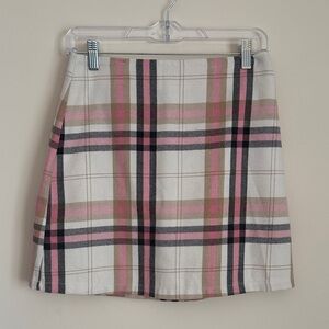 Blue Rain Pink and Cream Plaid Mini Skirt
